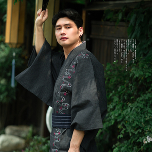 日本传统男士和服日式浴衣花火大会夏日祭日系和风家居服全棉透气