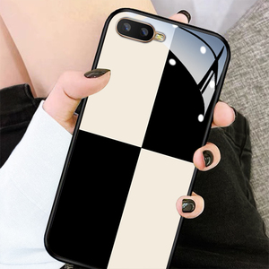 潮牌简约黑白格适用oppor17手机壳男女网红新款r17pro防摔r15x镜头r11