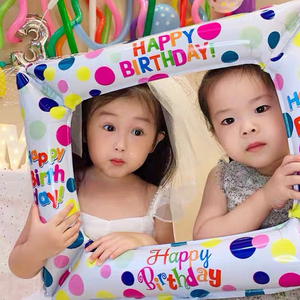ins韩国网红儿童生日聚会拍照道具朋友圈自拍相框印花气球铝膜气