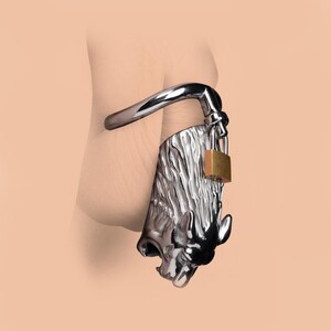 鸟酷新款全包裹设计贞操锁男用金属贞操笼虎头卡环cb贞洁器厕奴