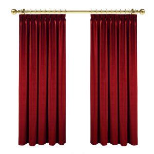 现代美式古典丝绒酒红色深红色客厅卧室歌剧院飘窗落地窗窗帘定制