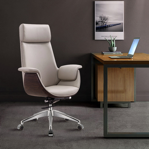 老板椅轻奢舒服久坐真皮高背办公椅白色书房电脑椅子家用升降转椅