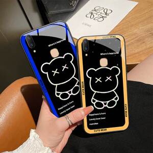 原创小熊vivoy85手机壳y86钢化玻璃壳镜面y81保护套镜头y73全包防摔y