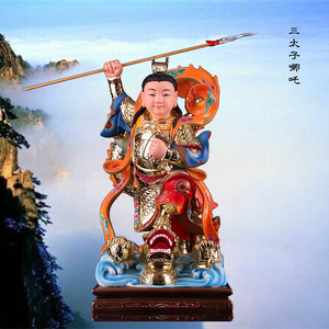 哪吒三太子神像中坛元帅三太子神像降龙三太子树脂道教保平安摆件