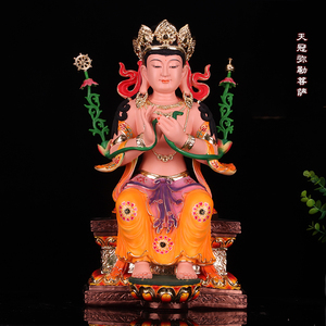 天冠弥勒菩萨佛像 古印度弥勒形象 密宗弥勒树脂神像居家供奉摆件