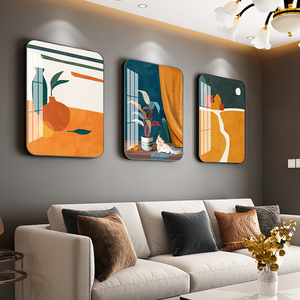 北欧客厅装饰画现代简约沙发背景墙晶瓷挂画小户型三联画墙画壁画