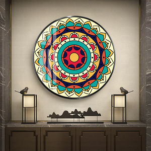 唐卡装饰画曼陀罗坛城藏族佛教客厅新中式挂画佛堂中堂玄关壁画