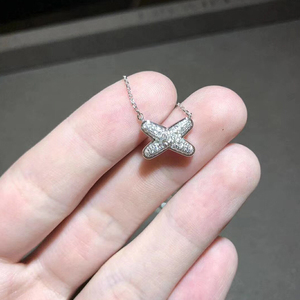 chaumet/尚美 liens 18k玫瑰金 立体交叉 满钻 项链 锁骨链 女