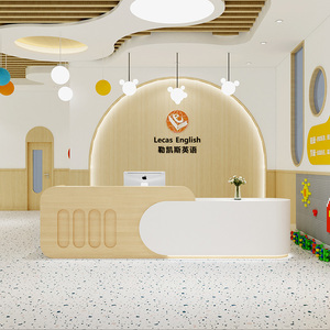 幼儿园烤漆前台培训机构接待台简约现代网红早教卡通吧台桌收银台