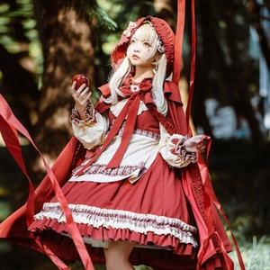 洛丽塔公主裙新年小红帽op日常裙儿童lolita裙子原创正版红色秋冬