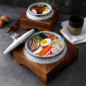 天然石锅拌饭专用石锅石煲带盖韩国料理石锅菜佛跳墙专用石碗商用
