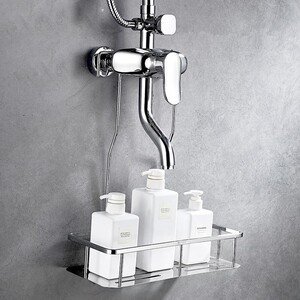 浴室免打孔淋浴龙头置物架卫生间托盘架带挂钩304不锈钢花洒挂篮