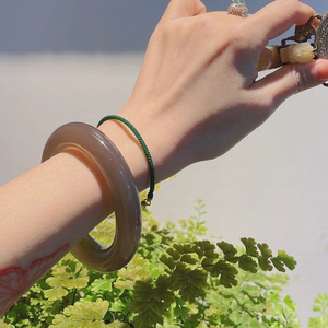 正品新疆和田玉手镯高品质冰种通透烟灰老料玉镯烟紫手环送证书女