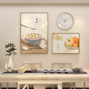 新中式餐厅装饰画现代简约厨房吃饭厅壁画中国风墙面装饰挂画歺厅