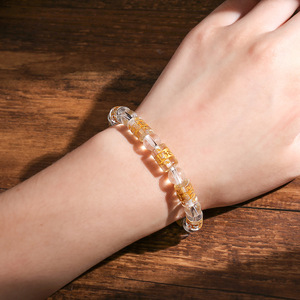 九华山寺庙结缘 六字真言桶珠佛珠转运人造水晶手链吉祥手链