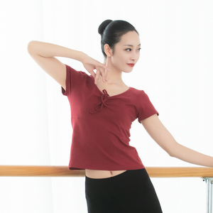 拉丁舞舞服女 显瘦成人短袖上衣 黑色新款舞蹈练功服舞衣夏天t恤