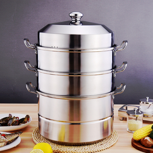 40cm四层不锈钢蒸锅家用蒸包子神器4层多层商用蒸笼蒸馍锅电磁炉