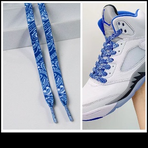 适配airjordan5retro白蓝色渐变宝蓝色腰果花天蓝aj5空军一号鞋带