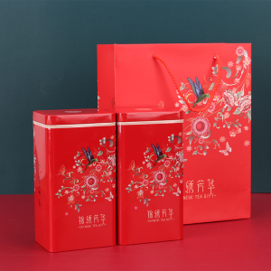 茶叶罐铁盒空罐伴手礼套装复古方形锦绣芳华一斤装红茶通用收纳盒