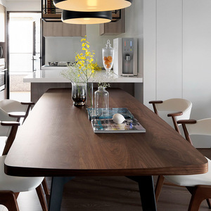 北欧餐桌实木家用长方形饭桌客厅原木风桌子简约现代轻奢木质长桌
