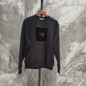 adds y-3山本耀司y3logo值绒方形徽章男女情侣款休闲套头圆领卫衣