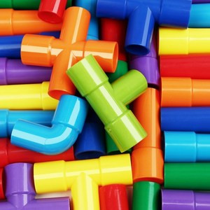 热卖单儿童拼装水管道积木凑拼接玩具组装枳木塑料拼插管子益智百