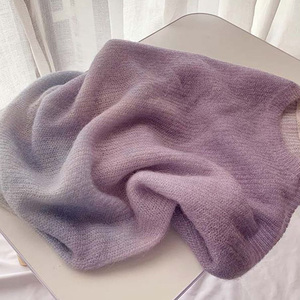 2022年新款早秋薄款紫薯色上衣冷淡风高级感马海毛渐变色毛衣女装