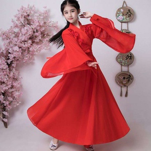 古装儿童女古代衣服女仙女红昭愿古装古筝演出服女童汉服 中国风