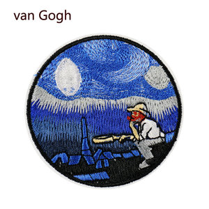 van Gogh梵高系列刺绣布贴书包徽章补丁装饰贴ins个性圆装饰布贴