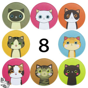 500张/卷可爱小猫咪贴纸1英寸圆形手帐装饰标签动物贴纸8种图案