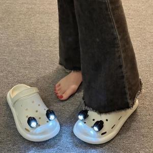 洞洞鞋灯配饰发光LED照明灯远足户外运动鞋女士带可拆卸灯凉拖鞋