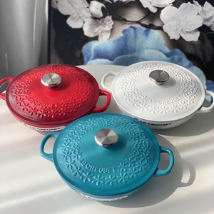 法国酷彩雪花铸铁珐琅锅直径22cm烧妈咪锅内白珐琅煲汤锅炖肉锅