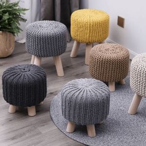 k40cm高圆凳手工毛线针织坐凳高脚小凳子编织圆凳家用换鞋凳小矮