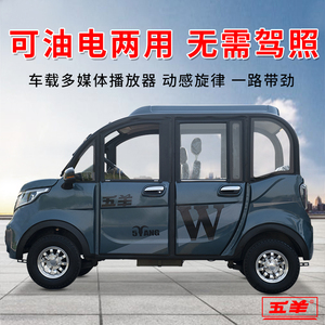 五羊四轮电动车成人家用接送孩子新能源油电两用女士小型代步汽车