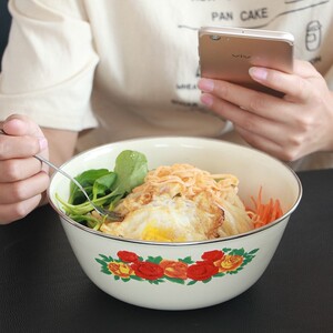 大号国民老式复古怀旧饭碗80年代妈妈喜欢的饭菜碗深搪瓷碗搅拌盆