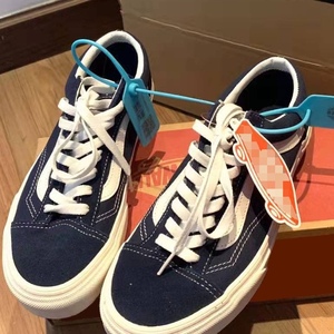 fanvans万斯同style36权志龙同款藏蓝百搭板鞋蓝白低帮帆布男女