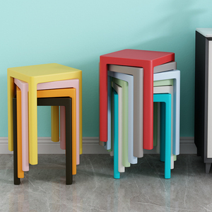 凳子家用大人结实防滑可叠放高级塑料高板凳加厚摞叠方凳餐桌椅子