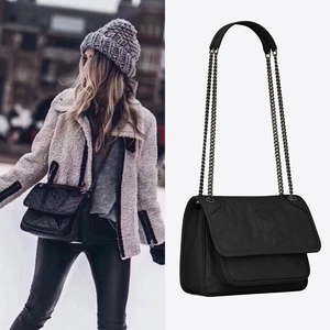 杨树林niki包2022新款流浪包邮差包腋下包单肩斜跨链条真皮女包包