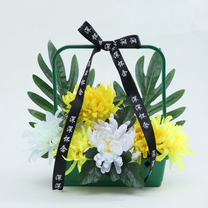 000人付款淘宝扫墓小花篮鲜花 清明节鲜花 白事鲜花过逝送花黄白菊花
