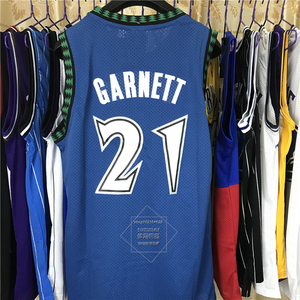 经典复古森林狼队21号garnett凯文加内特 球衣篮球服刺绣kg黑白蓝
