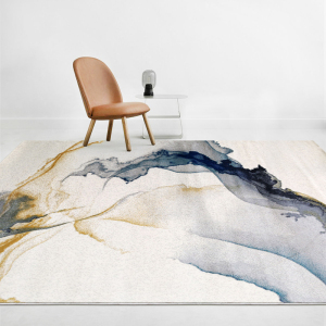 现代简约新中式客厅地毯中国风水墨画茶室书房轻奢卧室床边茶几毯