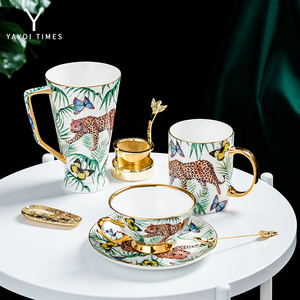 弥生时代 白豹奇缘 骨瓷咖啡杯马克杯大容量水杯套装礼品下午茶