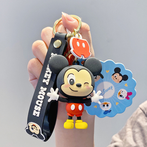 正版迪士尼米老鼠钥匙扣卡通草莓熊公仔包包挂饰情侣汽车钥匙挂件