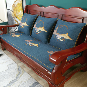新中式沙发垫加厚高密海绵沙发坐垫雪尼尔红木实木防滑定做秋冬款