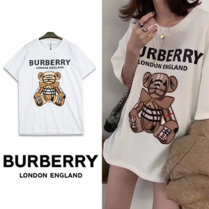 burberry/巴宝莉21春夏新款经典字母小熊刺绣宽松短袖纯棉t恤男女