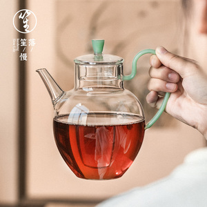 落笙玻璃茶壶耐高温加厚泡茶壶单壶家用可过滤侧把壶大号功夫茶具