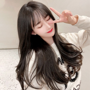 假发女中长发微卷长卷发大波浪圆脸自然套头全头套式仿真人发丝