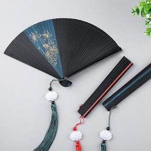 全竹骨扇子折扇中国风女式手工日式古风折叠汉服舞蹈小扇随身便携