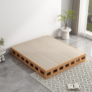 枫桦木榉木排骨架硬床板落地实木床垫日式榻榻米床架地台床硬板床