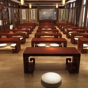 仿古清仓学堂实国木桌椅幼儿园双人小学生中式书桌画书法桌0人付款